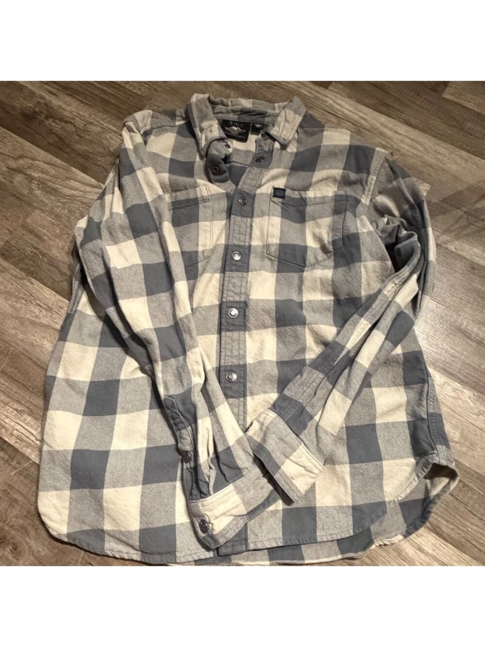 Vintage Harley-Davidson Mens Blue & White Plaid Flannel Shirt L
